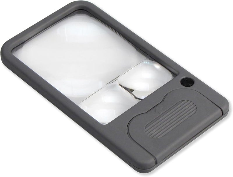 Carson LED Lighted MultiPower 25x 45x and 6x Pocket Magnifier Grey - Image 1