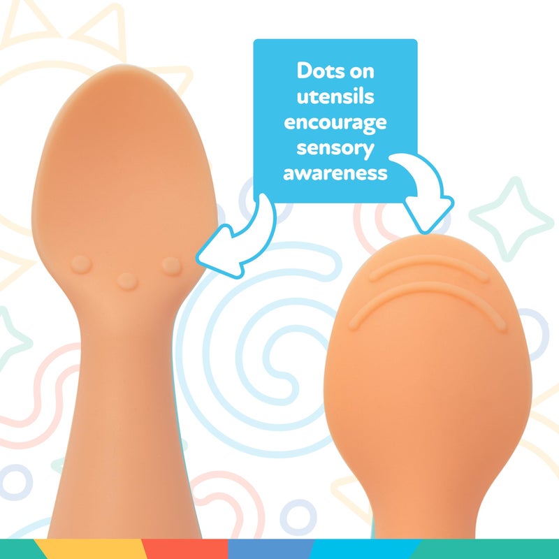 Nuby Silicone Mini Spoons - (2-Pack) Baby-Led Weaning Spoons for Babies - 4+ Months - Orange - Image 5