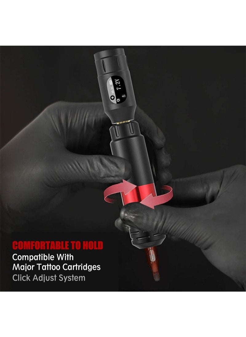 HaLunhi - Wireless tattoo kit, rotary tattoo machine with power supply LCD lithium battery, 10 kinds of inks and tattoo needles and its tattoo peripheral set, suitable for professional tattoo artists - Image 1