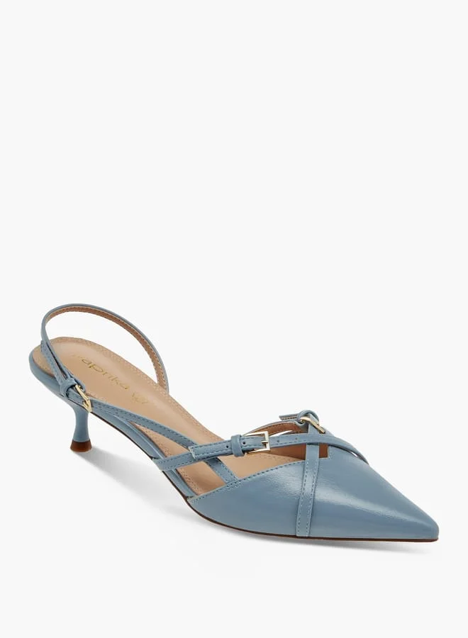 بابريكا صنادل نسائية بحزام متقاطع وكعب قطة بإبزيم