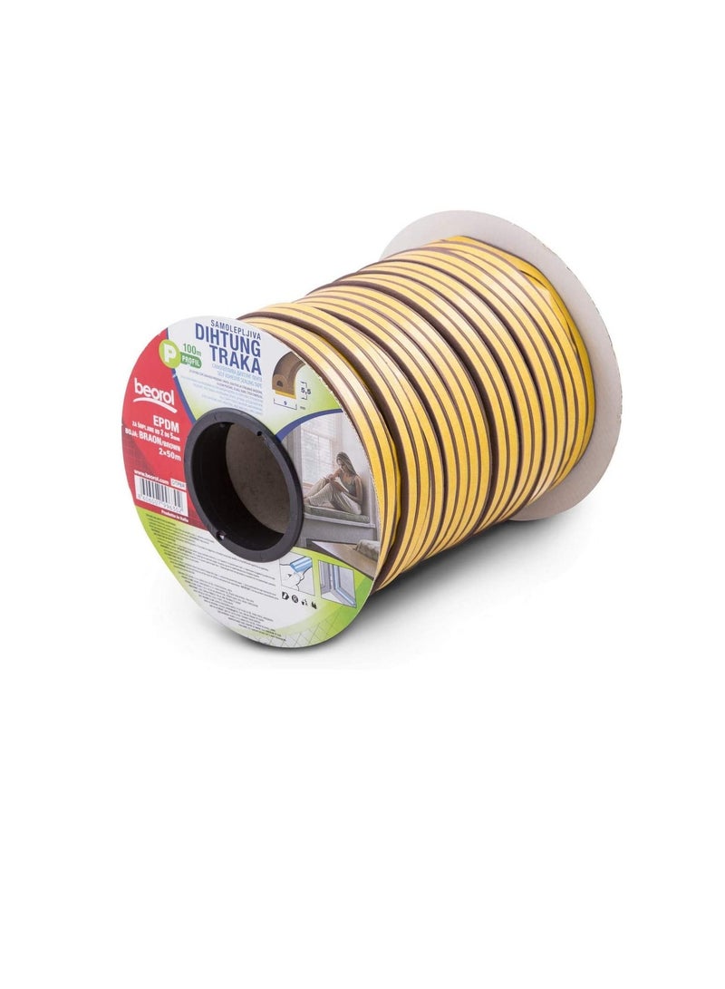 بيورول شريط لاصق ذاتي اللصق للنوافذ والأبواب على شكل حرف P بني 2 × 50 م - EPDM - Beorol - Image 1
