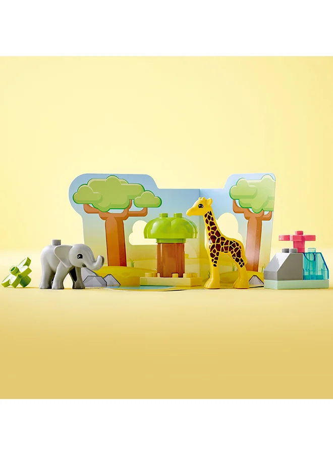 ليغو Duplo Wild Animals Of Africa Building Toy; Learning Gift For Kids; Imaginative Play With A Baby Elephant And Baby Giraffe; Safari Animals Playset For Toddlers And Preschoolers Aged 2+ (10 Pieces) 10971