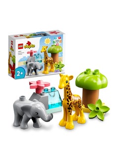 Duplo Wild Animals Of Africa Building Toy; Learning Gift For Kids; Imaginative Play With A Baby Elephant And Baby Giraffe; Safari Animals Playset For Toddlers And Preschoolers Aged 2+ (10 Pieces) 10971