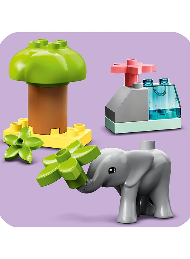 ليغو Duplo Wild Animals Of Africa Building Toy; Learning Gift For Kids; Imaginative Play With A Baby Elephant And Baby Giraffe; Safari Animals Playset For Toddlers And Preschoolers Aged 2+ (10 Pieces) 10971