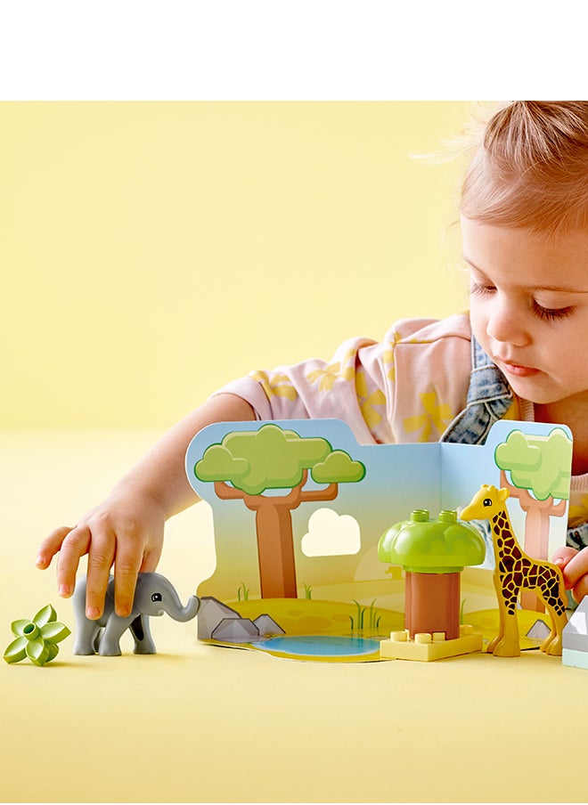 LEGO - Duplo Wild Animals Of Africa Building Toy; Learning Gift For Kids; Imaginative Play With A Baby Elephant And Baby Giraffe; Safari Animals Playset For Toddlers And Preschoolers Aged 2+ (10 Pieces) 10971 - Image 1