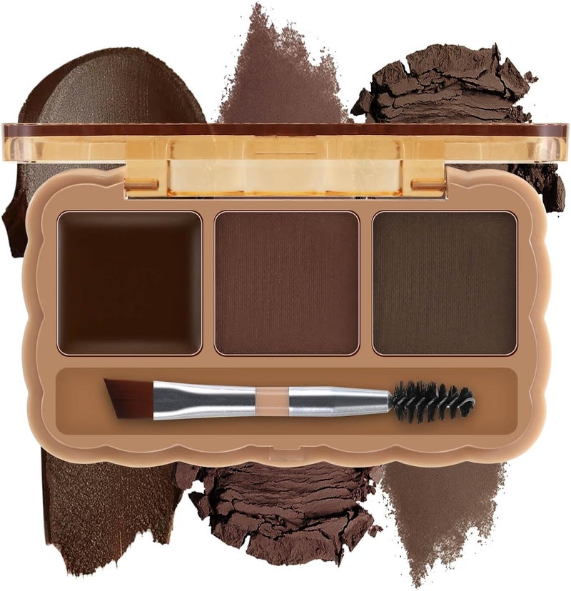Boobeen Eyebrow Palette 3 Colors Brow Powder Kit Eye Brow Pomade with Doubleended Brush Longlasting Eye Makeup Kit Sculpt Define Brows for Beginners