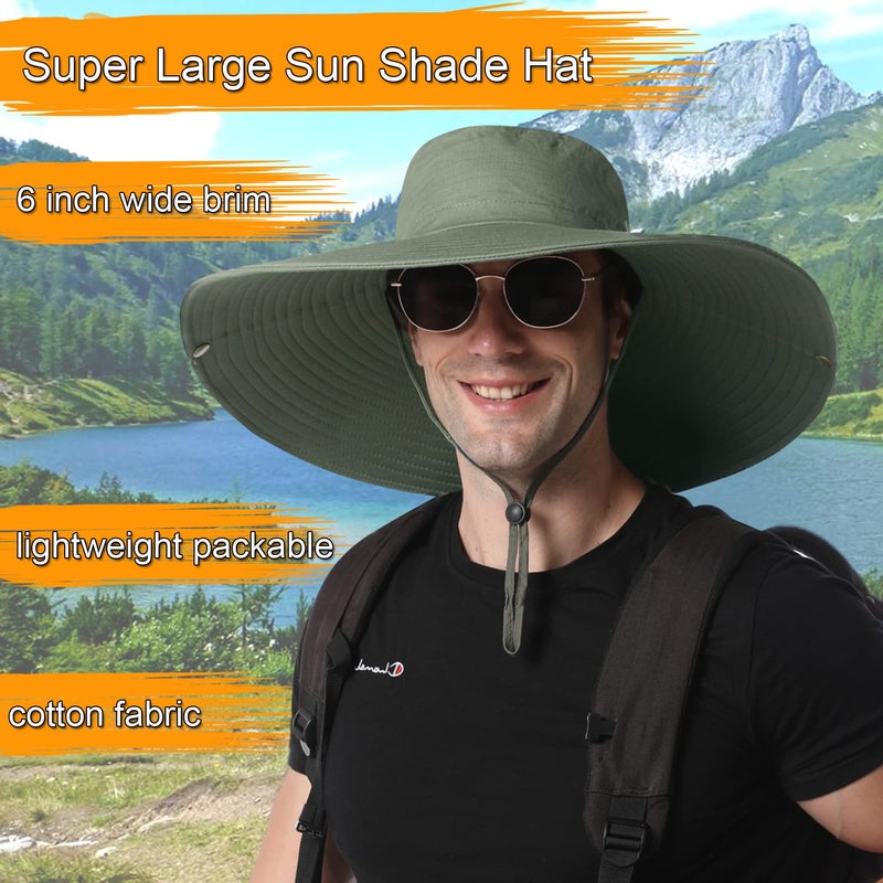 HUAMULAN Men 6" Wide Brim Sun Hat Women Unisex Bucket Fishing Hats for Hiking Beach Safari Garden Lawn Yard Work Kayaking - Image 2