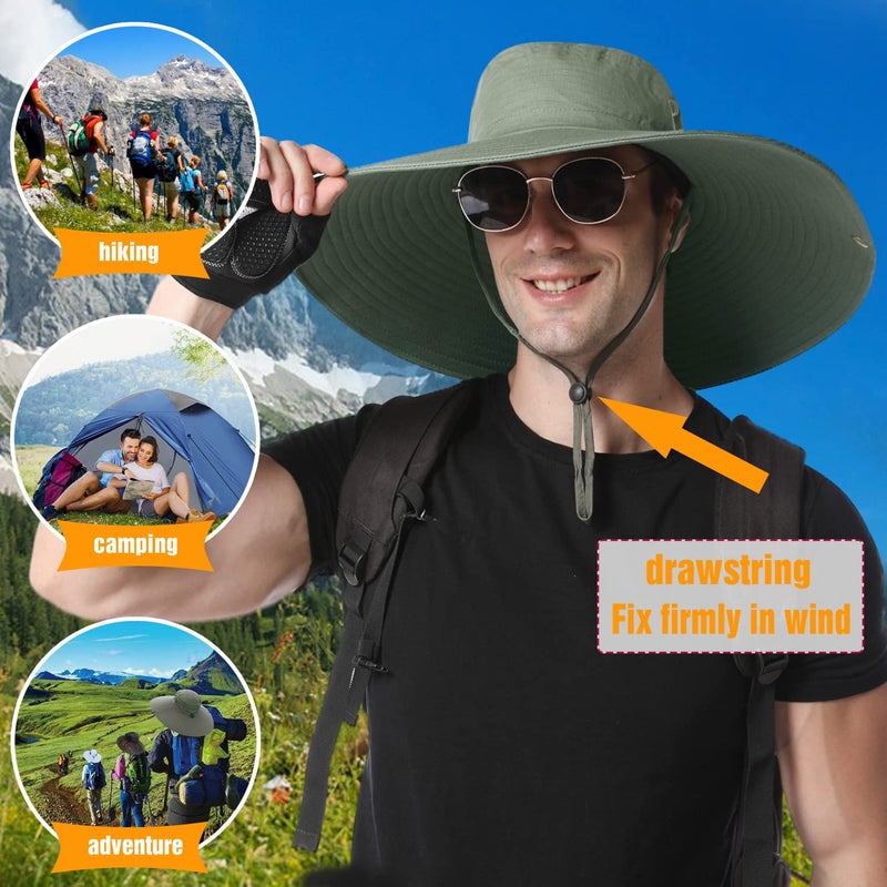 HUAMULAN Men 6" Wide Brim Sun Hat Women Unisex Bucket Fishing Hats for Hiking Beach Safari Garden Lawn Yard Work Kayaking - Image 3