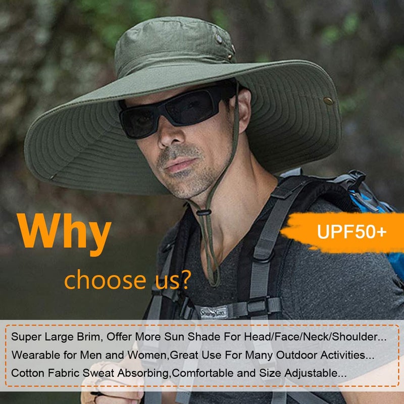 HUAMULAN Men 6" Wide Brim Sun Hat Women Unisex Bucket Fishing Hats for Hiking Beach Safari Garden Lawn Yard Work Kayaking - Image 4