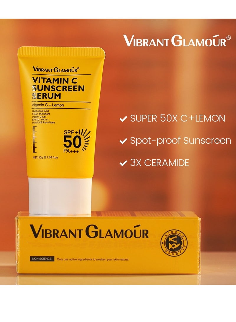 فايبرنت جلامور سيروم واقي الشمس فيتامين C من فيبرانت غلامور SPF 50 – 30 جم | تفتيح البشرة ومضاد للشيخوخة وحماية من الأشعة فوق البنفسجية للوجه  W - Image 5