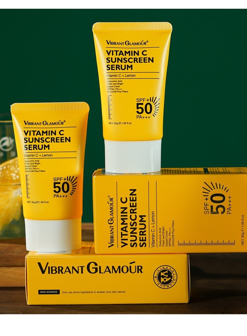 فايبرنت جلامور سيروم واقي الشمس فيتامين C من فيبرانت غلامور SPF 50 – 30 جم | تفتيح البشرة ومضاد للشيخوخة وحماية من الأشعة فوق البنفسجية للوجه  W - Image 3