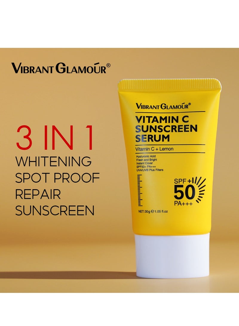 فايبرنت جلامور سيروم واقي الشمس فيتامين C من فيبرانت غلامور SPF 50 – 30 جم | تفتيح البشرة ومضاد للشيخوخة وحماية من الأشعة فوق البنفسجية للوجه  W - Image 1