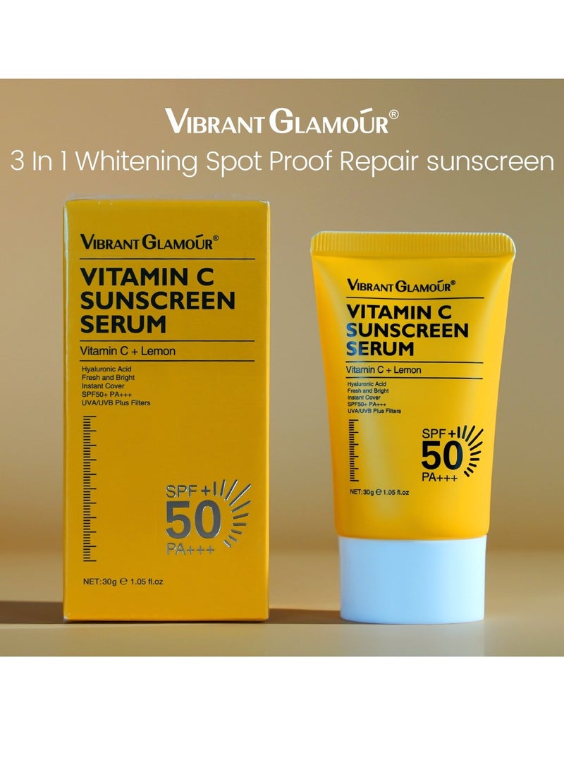 فايبرنت جلامور سيروم واقي الشمس فيتامين C من فيبرانت غلامور SPF 50 – 30 جم | تفتيح البشرة ومضاد للشيخوخة وحماية من الأشعة فوق البنفسجية للوجه  W - Image 4