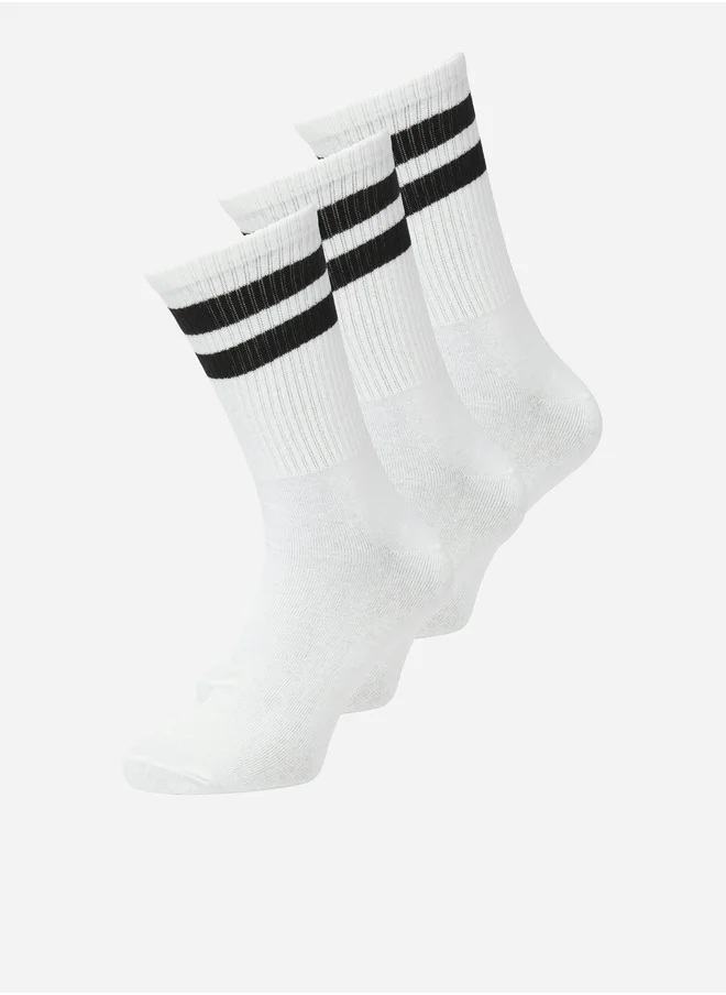 جاك اند جونز Pack of 3 - Striped Tennis Socks