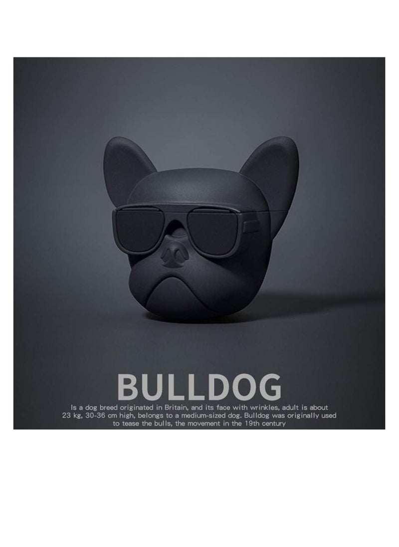 Generic - Cute Soft Silicone Protective Case Cover Compatible with AirPods Pro, Unique Cartoon Design (Black Bulldog), Stylish and Stylish Protection for Your Device - Image 1