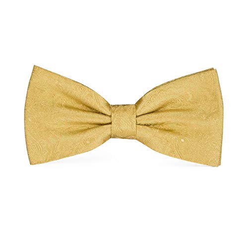 Dubulle Mens Paisley Floral Cummerbund and Bowtie Silk Pretied Bow Ties for Men Handkercheif Cufflinsk Set,A gold - Image 5