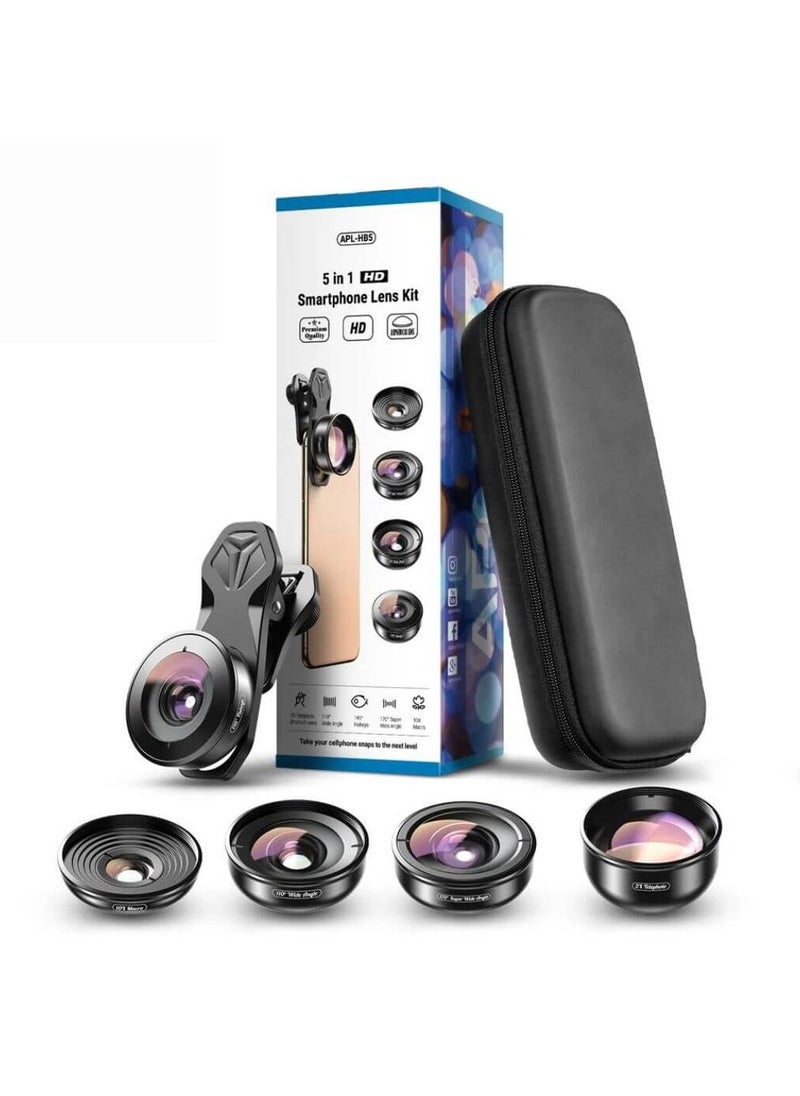 APEXEL APEXEL APL-HB5 4K HD Professional 5 in 1 Lens Kit  - Image 1
