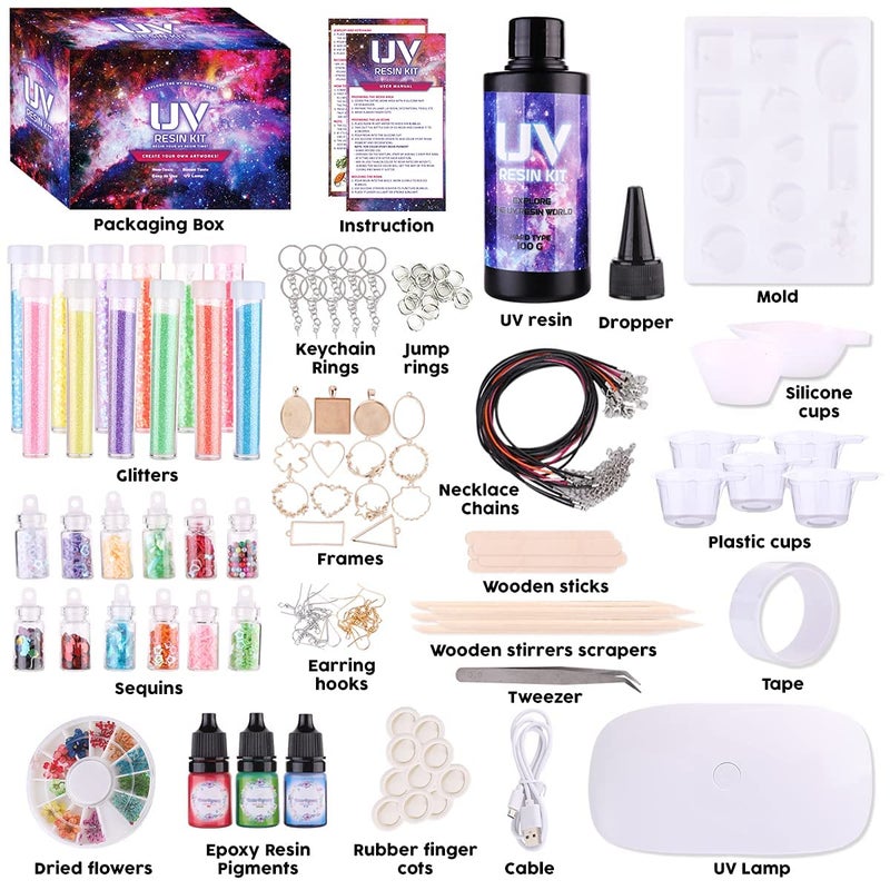 Insnug طقم راتنج إيبوكسي إنسنغ للمبتدئين - قوالب سيليكون، ضوء UV، طقم صب شفاف، أدوات صنع المجوهرات، أساور، قلائد، سلاسل مفاتيح، فنون وحرف، مجموعة راتنج (طقم مجوهرات) - Image 3