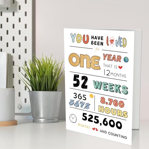 COLINHELIN Cute 1st Birthday Card for Baby Girl Boy, Happy First Birthday, Perfect One Year Old Bday Gift Card for Son Daughter Grandson Granddaughter, One Year Kid Birthday Card From Dad Mom Grandparent - Image 4