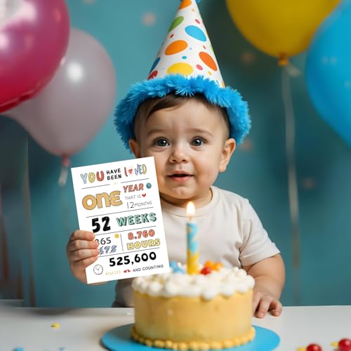 COLINHELIN Cute 1st Birthday Card for Baby Girl Boy, Happy First Birthday, Perfect One Year Old Bday Gift Card for Son Daughter Grandson Granddaughter, One Year Kid Birthday Card From Dad Mom Grandparent - Image 5