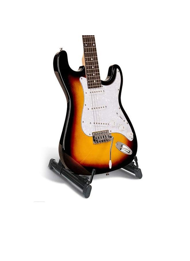 Black A Frame Guitar Stand with Silicone Pad Foldable Stable ABS Folk Guitar Bracket Rack for Home Classroom