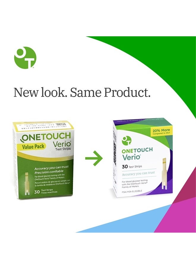 ONETOUCH - Verio Test Strips for Diabetes Value Pack - 60 Count | Diabetic Test Strips for Blood Sugar Monitor | Home Self Glucose Testing | 2 Boxes, 30 Test Strips Per Pack - Image 1