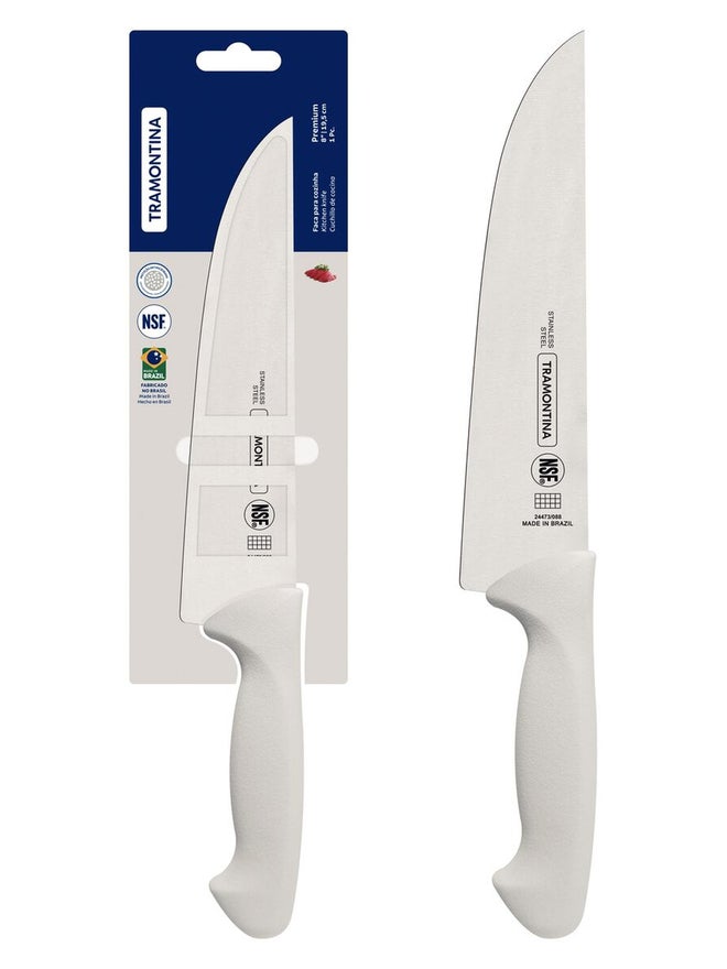 ترامونتينا سكين مطبخ ترامونتينا بريميوم  بوصة بشفرة ستانلس ستيل ومقبض بولي بروبلين أبيض - Image 1