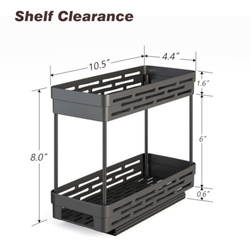 Pull Out Spice Rack Organizer for Cabinet, s Slide Out Spice Racks Organizer, Spice Cabinet Organizers, Cabinet Size Need:12'' Highx11'' Deepx5'' Wide, Each Tier Hold 10 Spice Jar - 2 Tier - Image 4