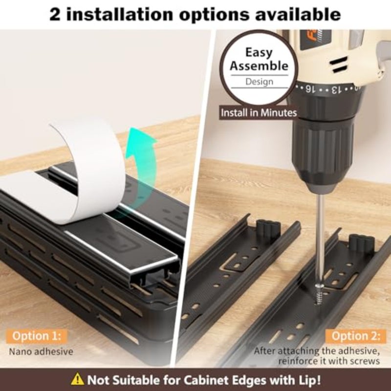 Pull Out Spice Rack Organizer for Cabinet, s Slide Out Spice Racks Organizer, Spice Cabinet Organizers, Cabinet Size Need:12'' Highx11'' Deepx5'' Wide, Each Tier Hold 10 Spice Jar - 2 Tier - Image 2