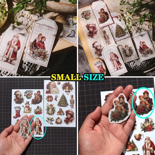 CATaireen Rub On Transfers Stickers 2 Sheets for Crafts Cloth Glass Acrylic Wood Furniture Small Vintage Junk Journal Supplies Scrapbooking Items Christmas Thanksgiving (Red Christmas) - Image 4