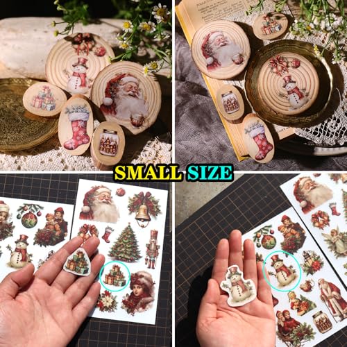 CATaireen Rub On Transfers Stickers 2 Sheets for Crafts Cloth Glass Acrylic Wood Furniture Small Vintage Junk Journal Supplies Scrapbooking Items Christmas Thanksgiving (Red Christmas) - Image 5