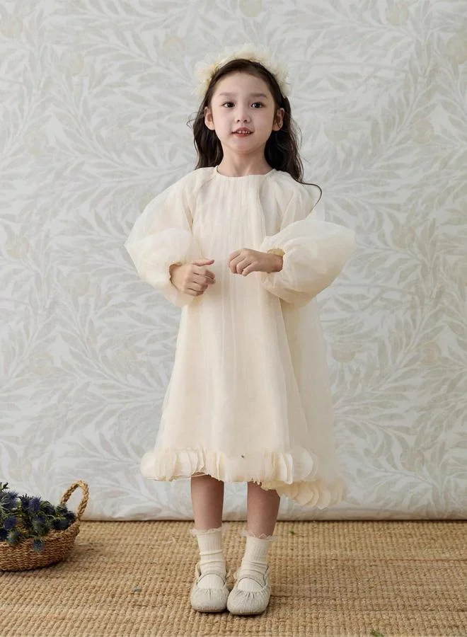 Take Two  Girls Beige Balloon Sleeve A-Line Dress for Women | Best Price UAE