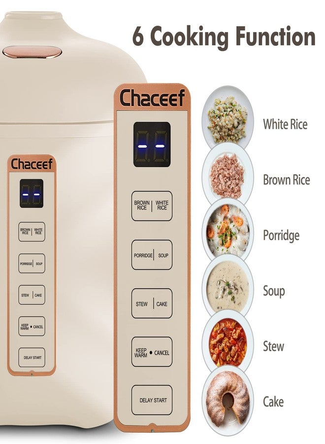 CHACEEF Mini Rice Cooker 2 Cups Uncooked, 1.2L Portable Nonstick Small Travel Cooker, Multifunction Smart Control with 24 Hour Delay Timer and Keep Function - Image 2