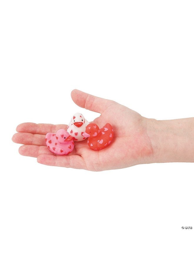 Fun Express 24 Itty Bitty Miniature Valentine/Heart Rubber Ducks/Duckies/New/Dozen/Sweetheart/Love - Image 2