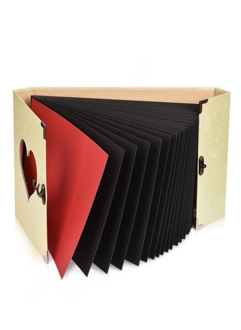 Excefore Scrapbook Photo Album with Gift Box, DIY Cover Photo Pocket  Silk Ribbon Hardcover Album, Personalized DIY Memory Book for Guest Book/Wedding/Baby/Anniversary/Travel(Beige) - Image 2