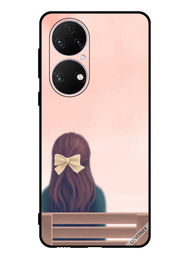 Covernex Protective Case Cover For Huawei P50e Lovely Girl Site On Bench - Image 1