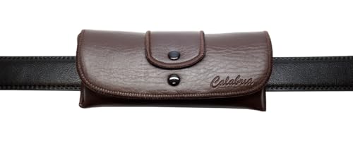 Calabria حافظة نظارات ناعمة من الجلد الصناعي تعلق على الحزام أفقية بني 6.5"x3"x1" إنش - Image 3