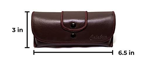 Calabria حافظة نظارات ناعمة من الجلد الصناعي تعلق على الحزام أفقية بني 6.5"x3"x1" إنش - Image 2