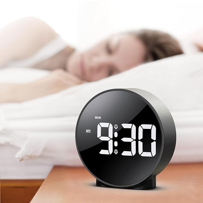 Brikipth Brikipth Led Display Digital Alarm Clock Battery Operated Smart Night Light Easy Operation Clock for Kids Heavy Sleepers Bedroom Clock Black