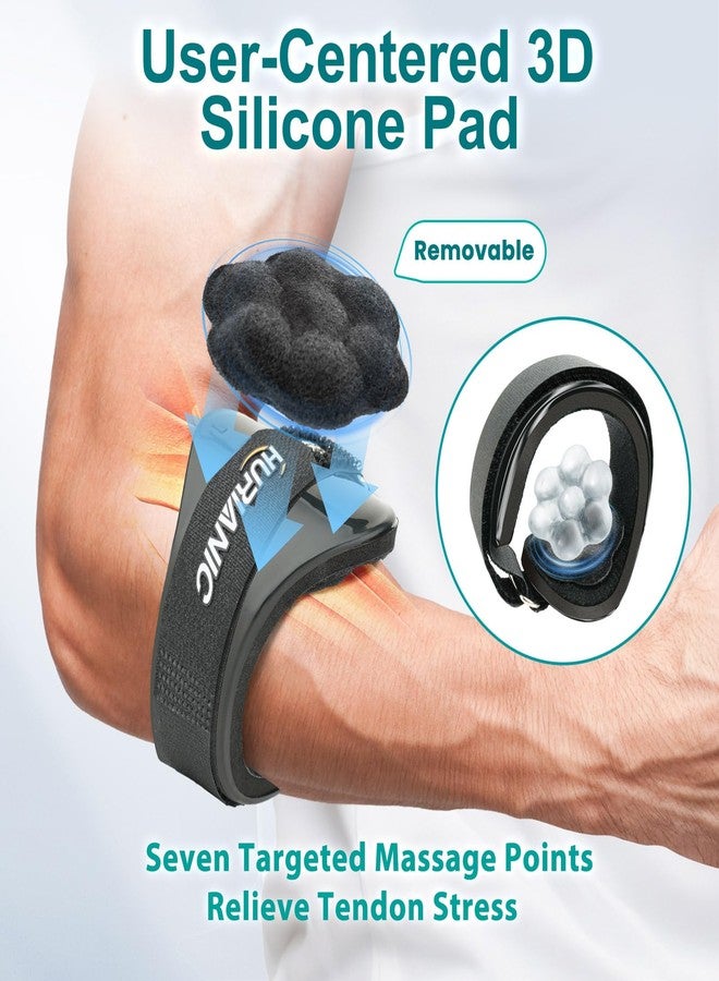 HURIANIC Tennis Elbow Brace for Men & Women, Elbow Strap Support for Tendonitis and Golfers Elbow Pain Relief, Counterforce Forearm Brace Band with Pad Black - Image 4