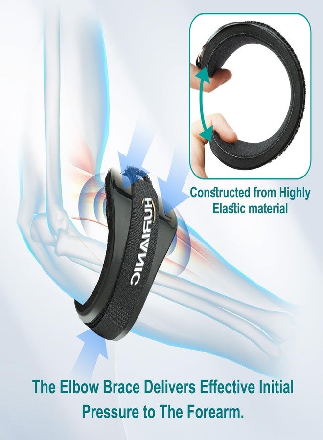 HURIANIC Tennis Elbow Brace for Men & Women, Elbow Strap Support for Tendonitis and Golfers Elbow Pain Relief, Counterforce Forearm Brace Band with Pad Black - Image 3