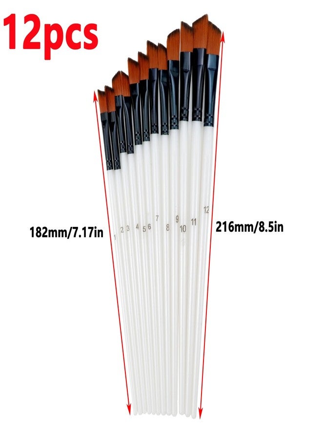 Antrader Angular Paint Brushes for Acrylic Painting,12Pcs Artist Filbert Paint Brushes Set Paint Brushes for Watercolor Painting Brush Set Artist Professional Painting Kits with Synthetic Nylon Tips - Image 2