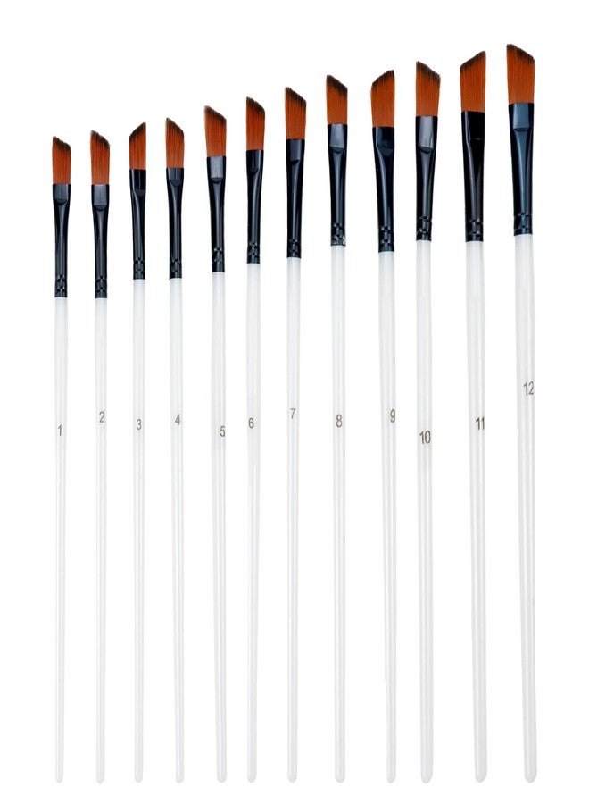 Antrader Angular Paint Brushes for Acrylic Painting,12Pcs Artist Filbert Paint Brushes Set Paint Brushes for Watercolor Painting Brush Set Artist Professional Painting Kits with Synthetic Nylon Tips - Image 1
