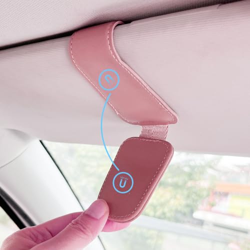 CMWWYFC 2Pcs Sunglass Holder for Car, Magnetic Leather Eyeglass Hanger Clip for Car Sun Visor, Sunglasses Holder and Ticket Card Clip for Car Visor Accessories (Pink) - Image 5