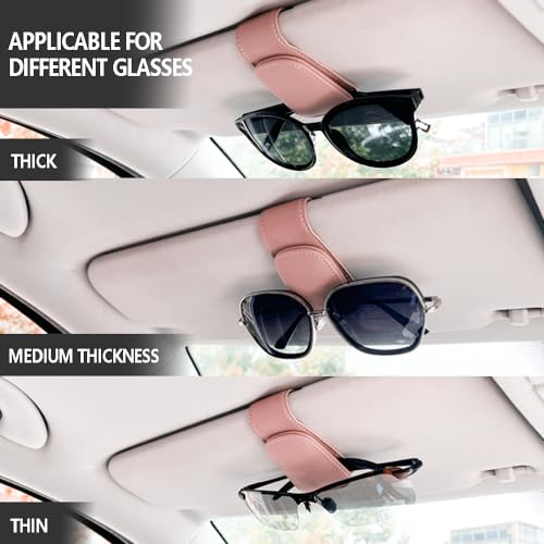 CMWWYFC 2Pcs Sunglass Holder for Car, Magnetic Leather Eyeglass Hanger Clip for Car Sun Visor, Sunglasses Holder and Ticket Card Clip for Car Visor Accessories (Pink) - Image 4