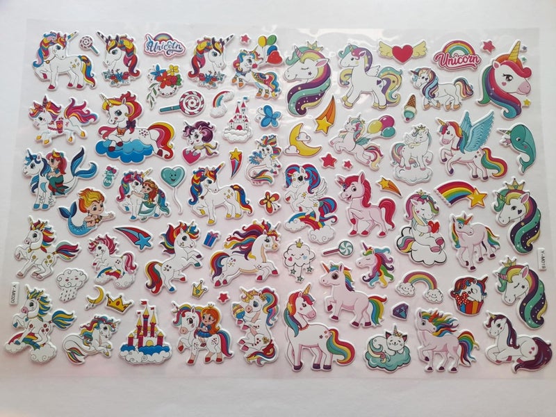 KCR KCR Unicorn Self Adhesive Stickers for Card Making Scrap Booking Art Craft Project Work Mobile Cases for Girls Kids Set of 2 
