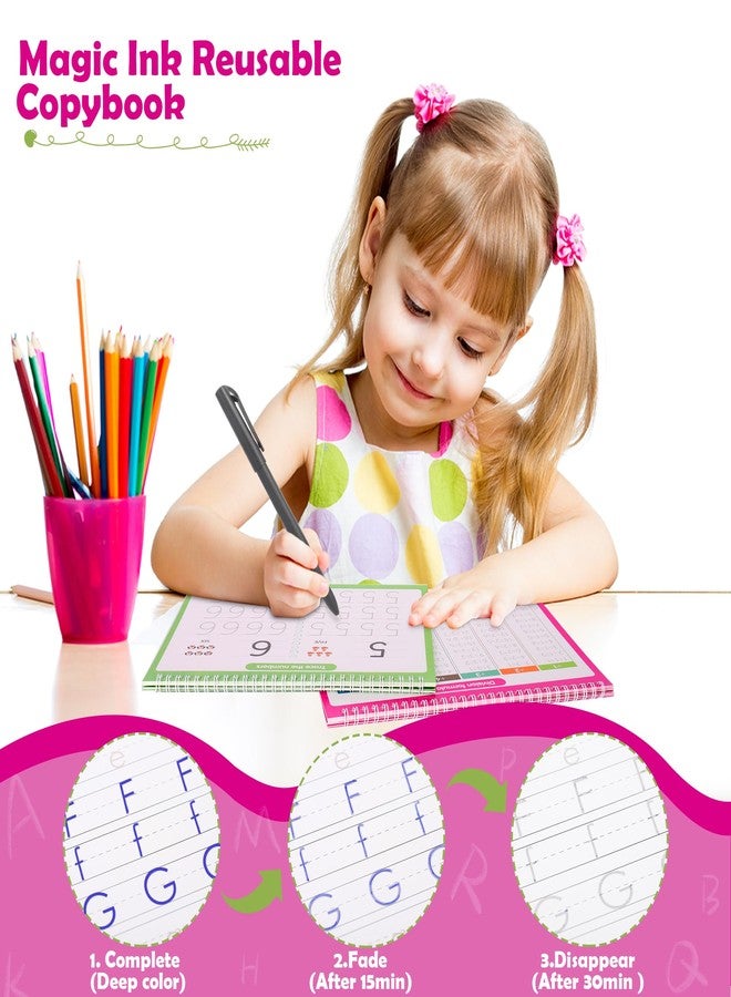 VETWORX 6 Pack Large Grooved Handwriting Copybooks,10.2 x 7.4 In Magic Writing Practice Workbooks with Pens,Reusable Alphabet,Numbers Tracing Books for Kids 3-8,Kindergarten Preschool Learning Activities - Image 4