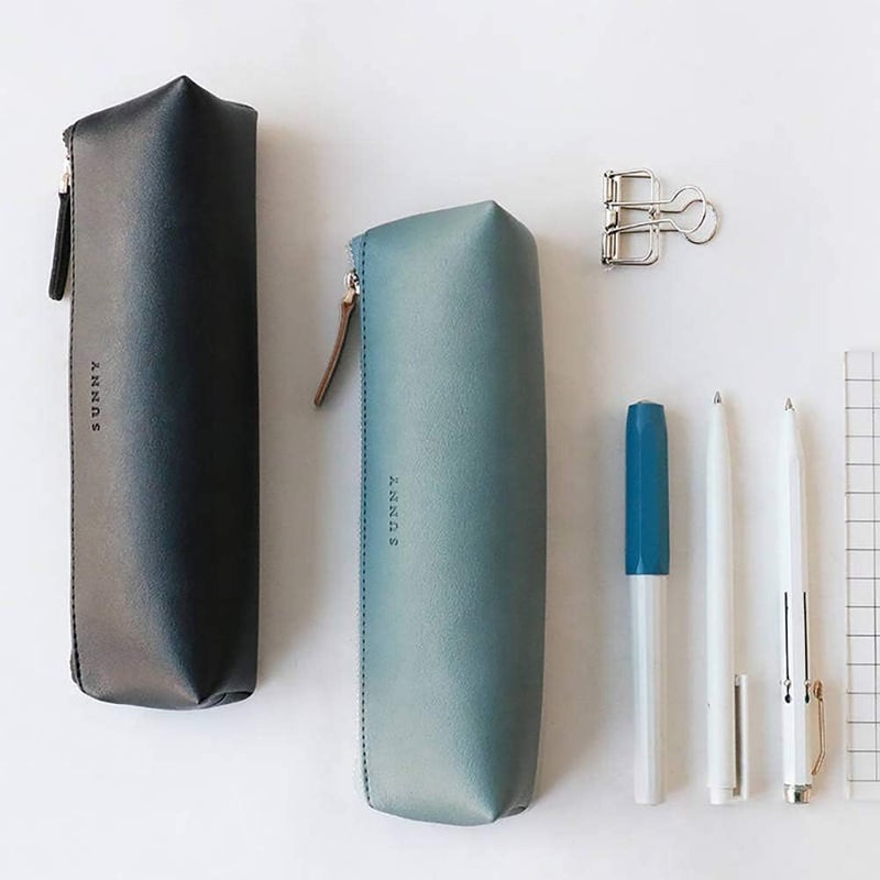 Doraking Pencil Bag Pen Case Cosmetic Makeup Bag Pen Pencil Stationery Pouch Bag Case/PU Leather Small Pencil Pouch Students Stationery Pouch Zipper Bag for Pens, Pencils, Markers (Black) - Image 2