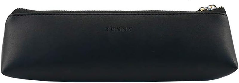 Doraking Pencil Bag Pen Case Cosmetic Makeup Bag Pen Pencil Stationery Pouch Bag Case/PU Leather Small Pencil Pouch Students Stationery Pouch Zipper Bag for Pens, Pencils, Markers (Black) - Image 1