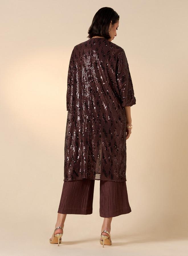 Iconic Sequin Embellished Shrug with 3/4 Sleeves - Image 3